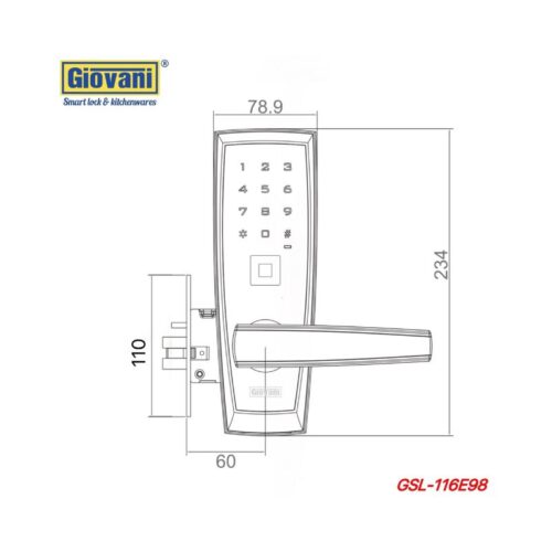 Thiết kế của Khóa điện tử Giovani GSL-116E98