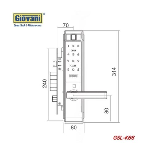Thông số khóa vân tay thông minh GIOVANI GSL-K66BS